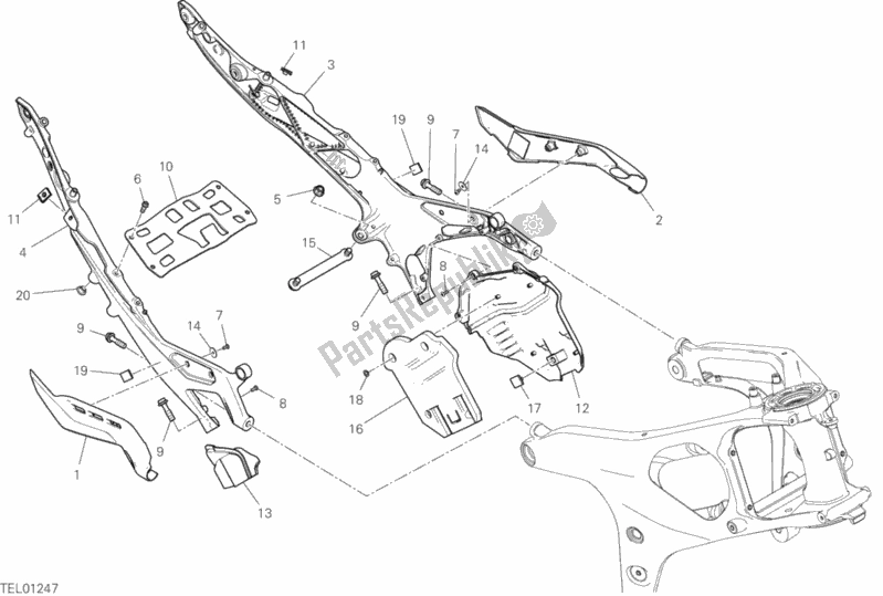 Tutte le parti per il Telaio Posteriore Comp. Del Ducati Superbike Panigale V4 R USA 998 2019